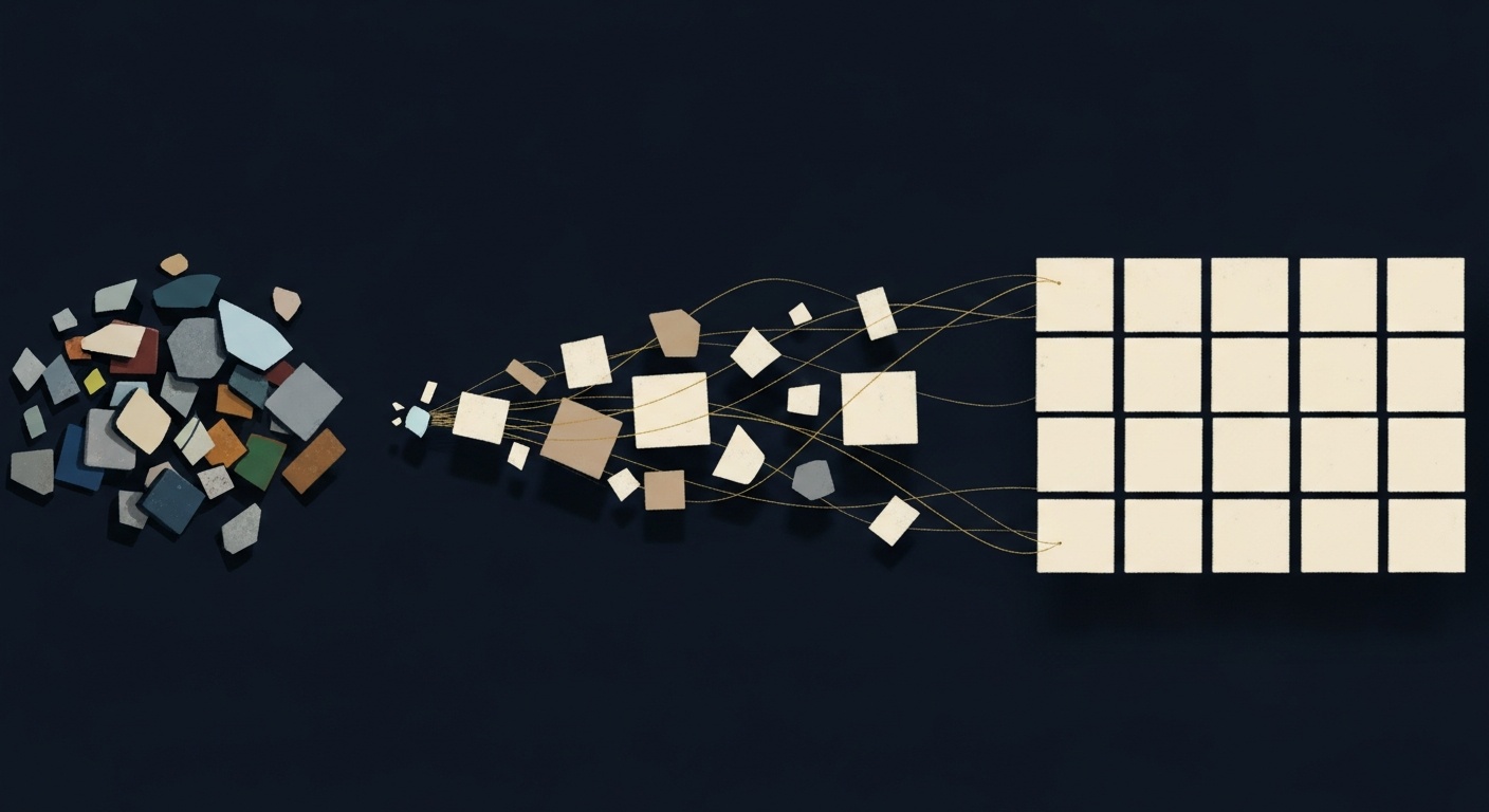 Mismatched system tiles moving into aligned ordered rows