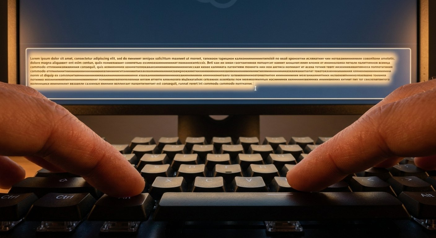 Editorial photograph of a workstation moments before enterprise data is submitted to a personal-tier AI assistant